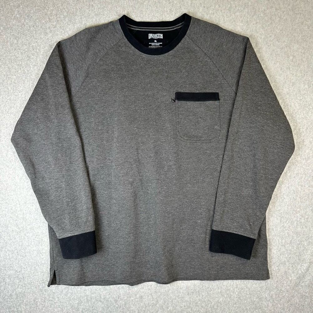 Duluth trading co sweater mens XL grey black crew neck pullover